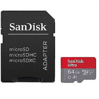 Western Digital SanDisk Ultra, microSDXC, 64GB, UHS-I, U1, V10 +Adapter