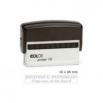 Zīmogs COLOP Printer 15, melns korpuss, bez krāsas spilventiņš